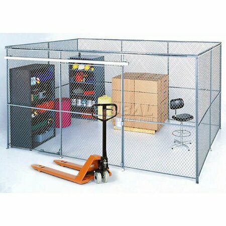 GLOBAL INDUSTRIAL Wire Mesh Partition Security Room 10x10x8 without Roof, 2 Sides 603280